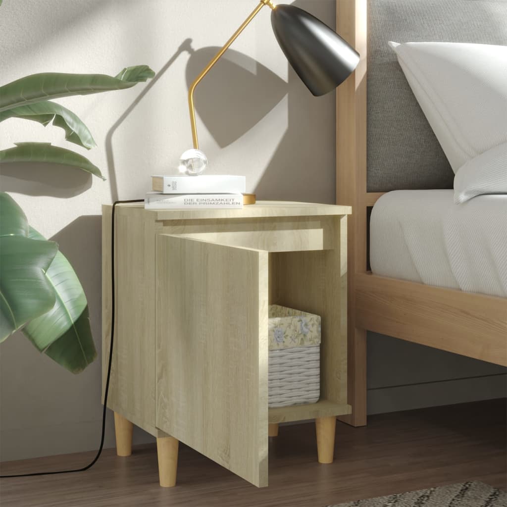 Tables de chevet pieds en bois 2 pcs Chêne sonoma 40x30x50 cm - XIOS
