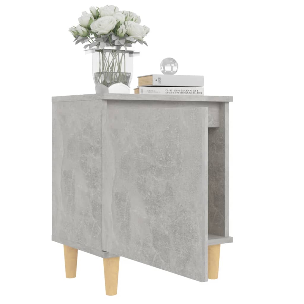 Tables de chevet avec pieds en bois 2 pcs Gris béton 40x30x50cm - XIOS