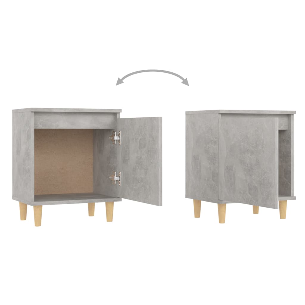 Tables de chevet avec pieds en bois 2 pcs Gris béton 40x30x50cm - XIOS