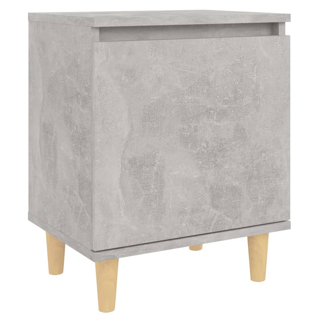 Tables de chevet avec pieds en bois 2 pcs Gris béton 40x30x50cm - XIOS