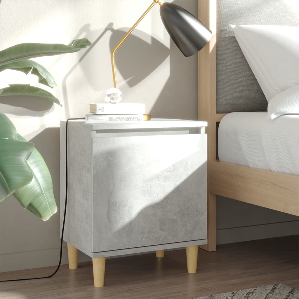 Tables de chevet avec pieds en bois 2 pcs Gris béton 40x30x50cm - XIOS