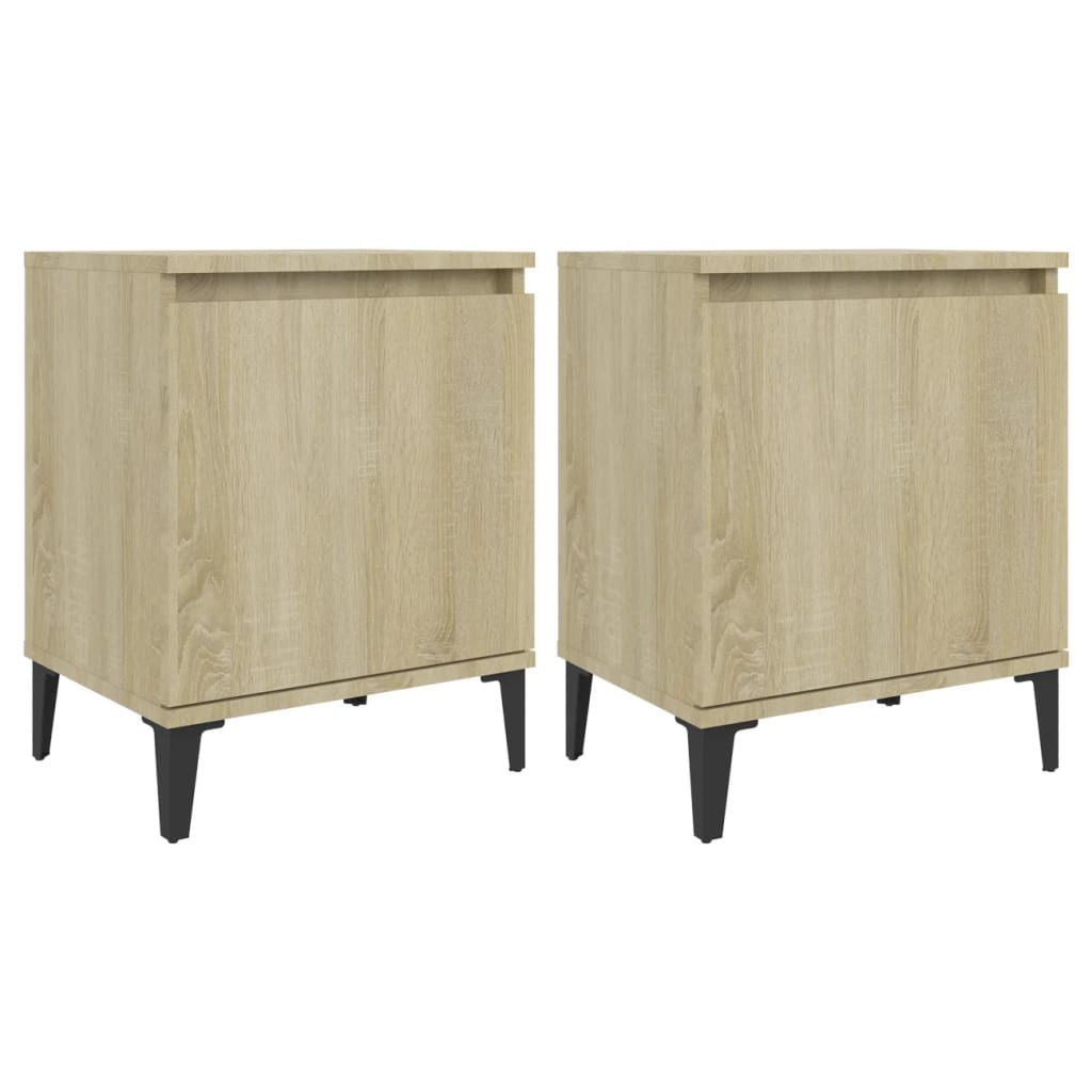 Tables de chevet avec pieds en métal chêne sonoma 40x30x50 cm