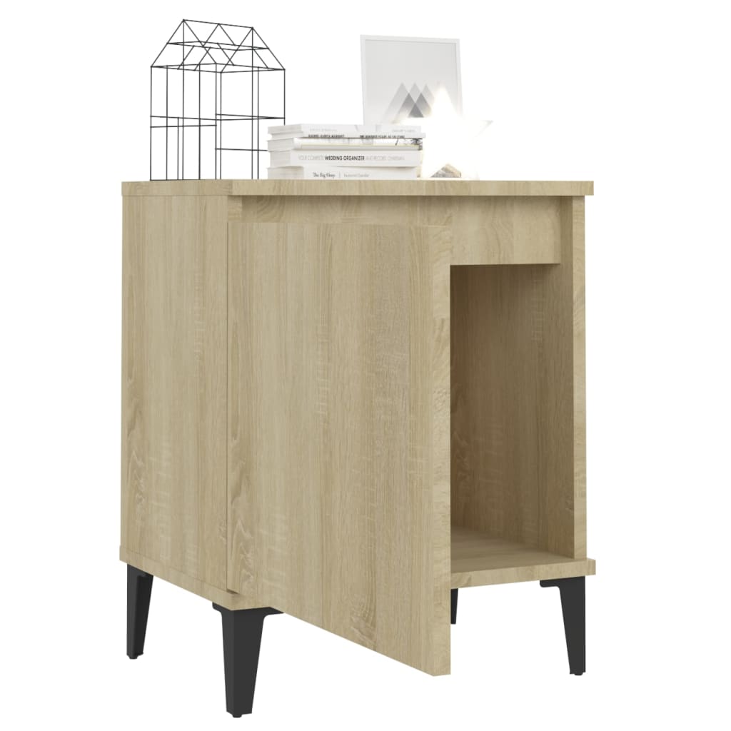 Tables de chevet avec pieds en métal chêne sonoma 40x30x50 cm