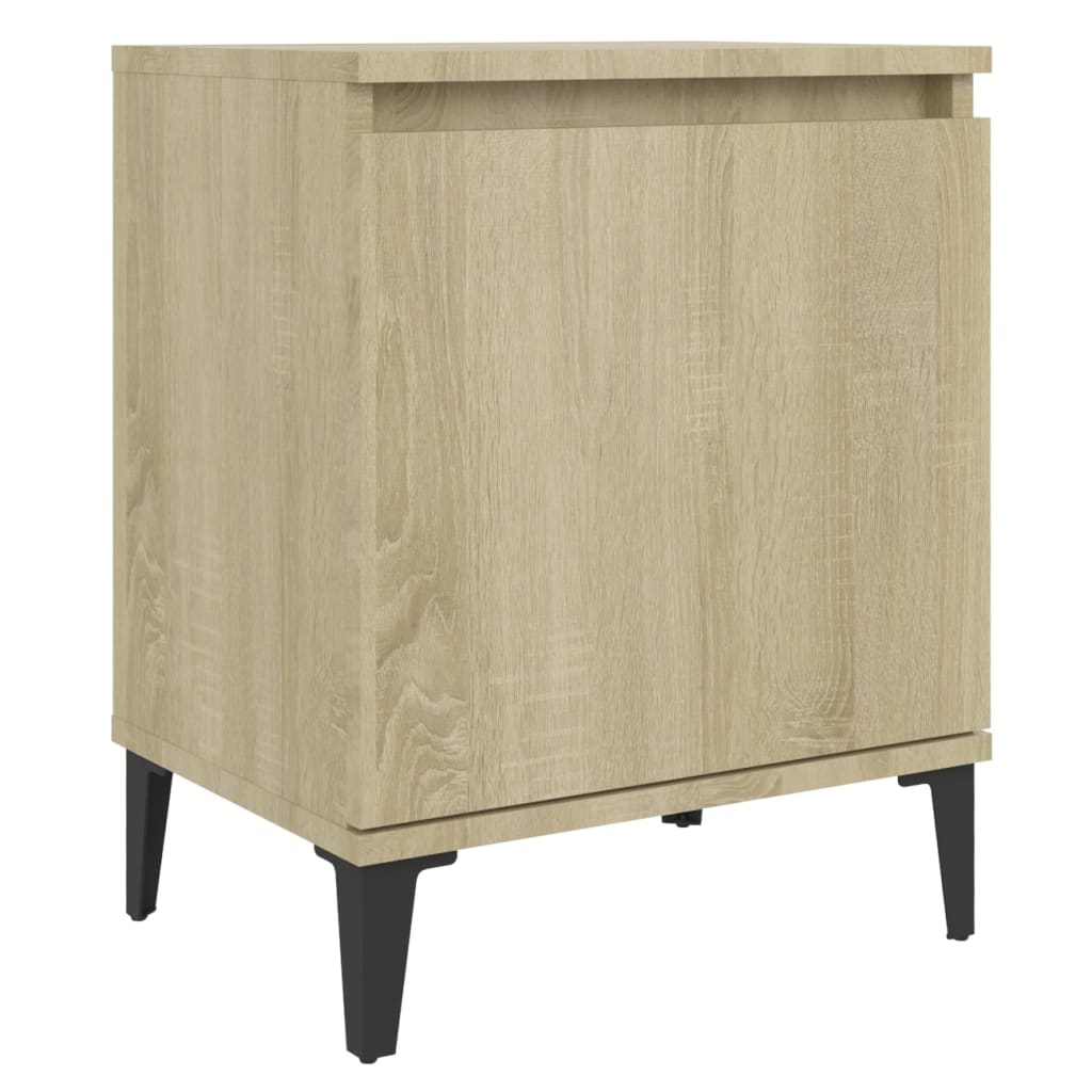 Tables de chevet avec pieds en métal chêne sonoma 40x30x50 cm