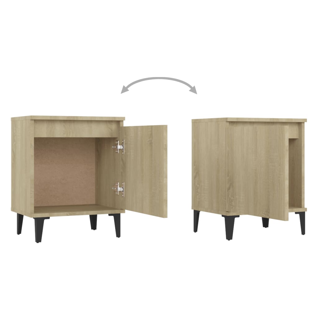 Tables de chevet avec pieds en métal chêne sonoma 40x30x50 cm