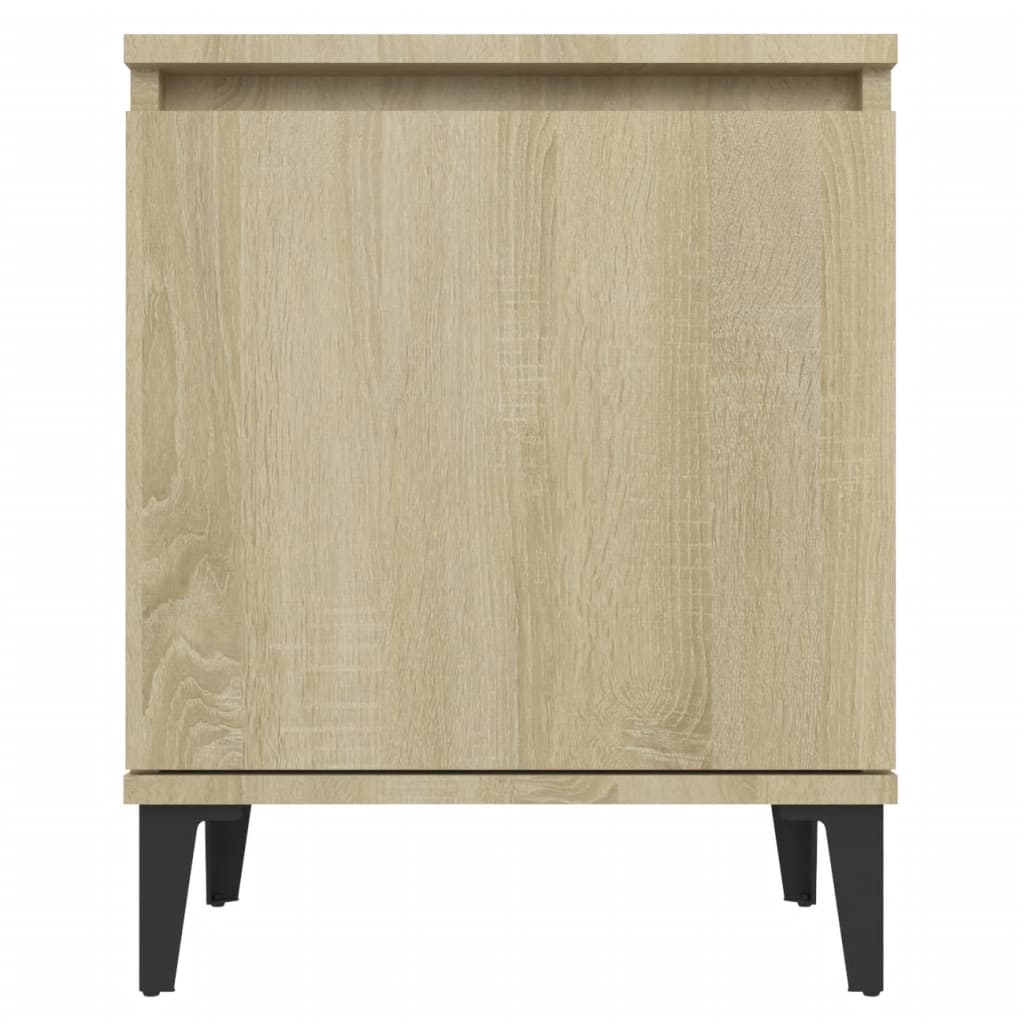 Tables de chevet avec pieds en métal chêne sonoma 40x30x50 cm
