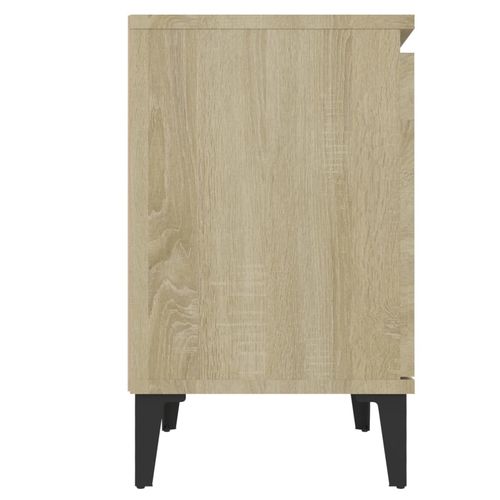 Tables de chevet avec pieds en métal chêne sonoma 40x30x50 cm
