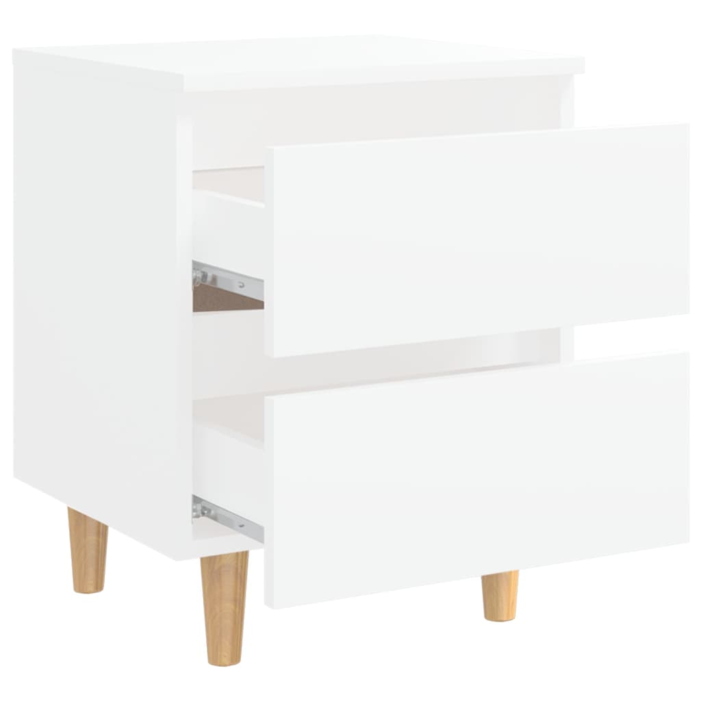 Table de chevet avec pieds en pin Blanc 40x35x50 cm - XIOS