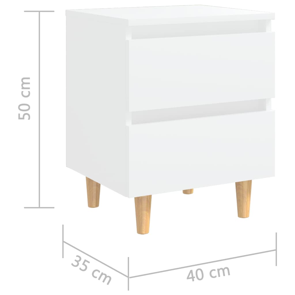 Table de chevet avec pieds en pin Blanc 40x35x50 cm - XIOS