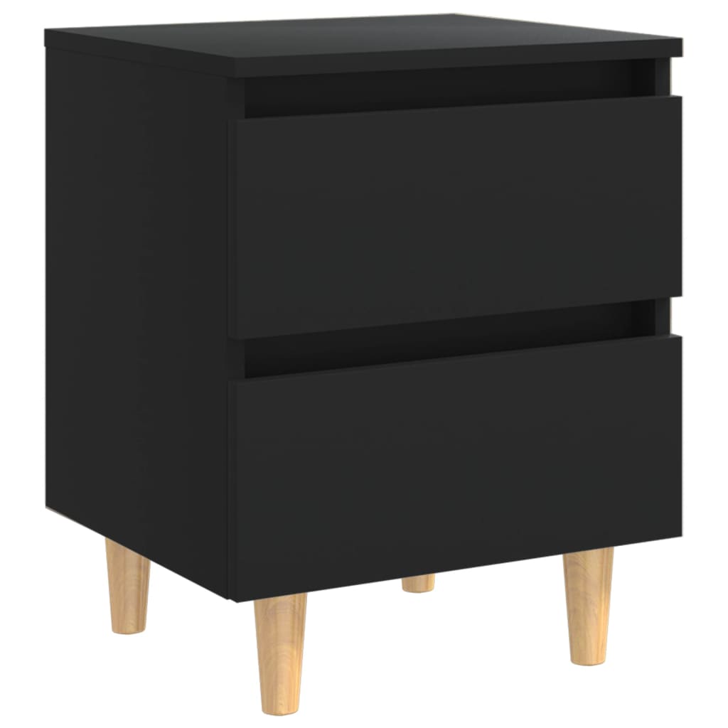 Table de chevet avec pieds en pin Noir 40x35x50 cm - XIOS