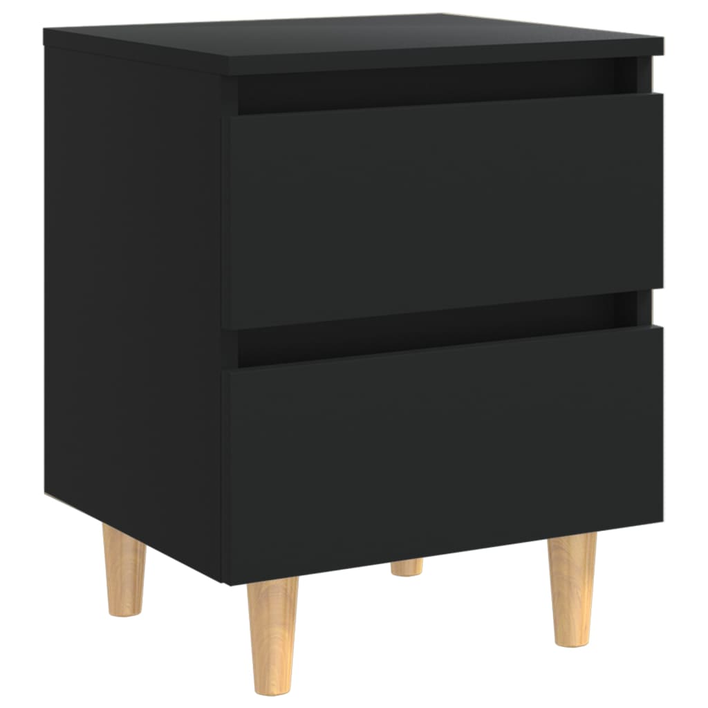 Tables de chevet avec pieds en pin 2 pcs Noir 40x35x50 cm - XIOS