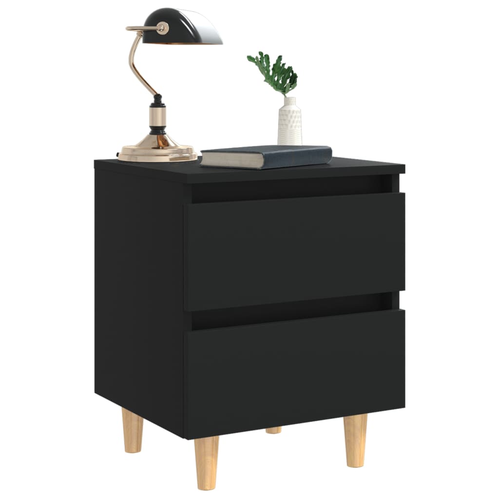 Tables de chevet avec pieds en pin 2 pcs Noir 40x35x50 cm - XIOS