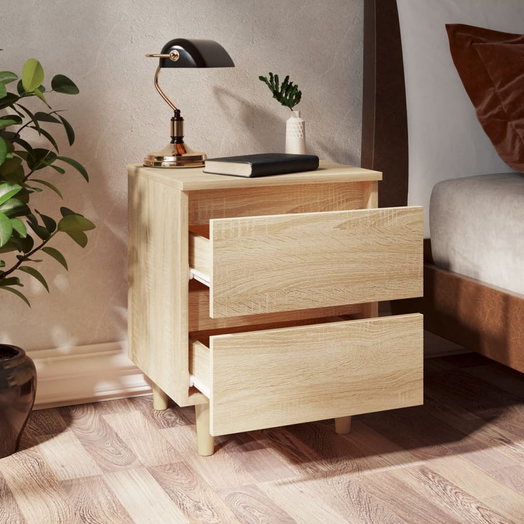 Table de chevet avec pieds en pin Chêne sonoma 40x35x50 cm - XIOS