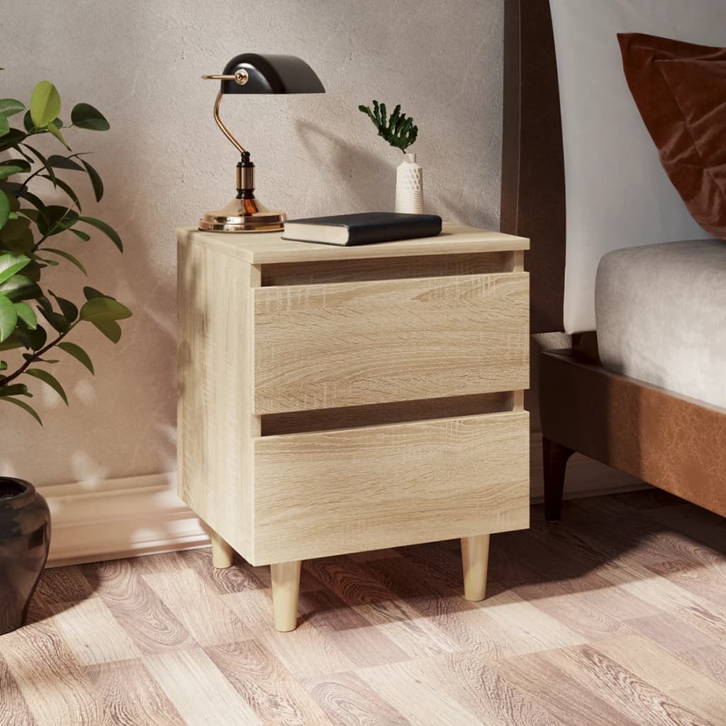 Table de chevet avec pieds en pin Chêne sonoma 40x35x50 cm - XIOS
