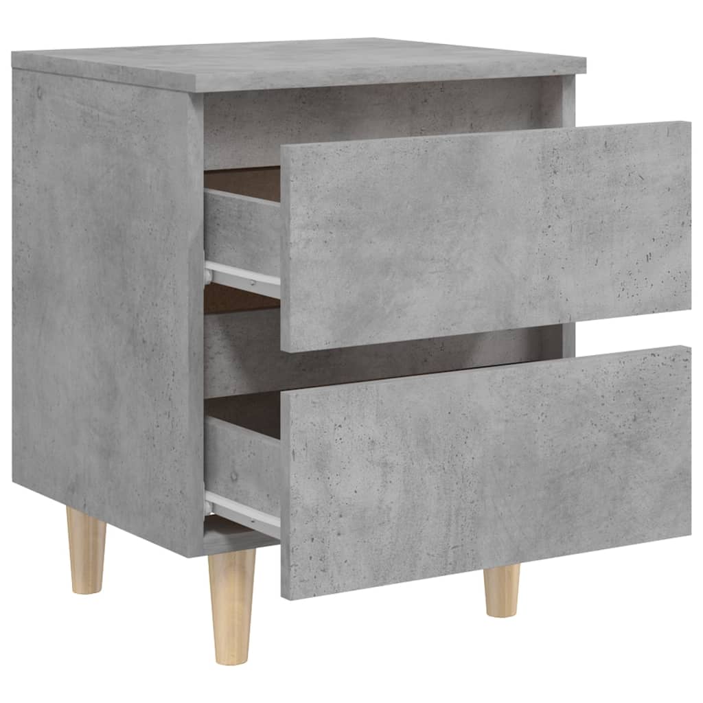 Table de chevet avec pieds en pin gris béton 40x35x50 cm - XIOS