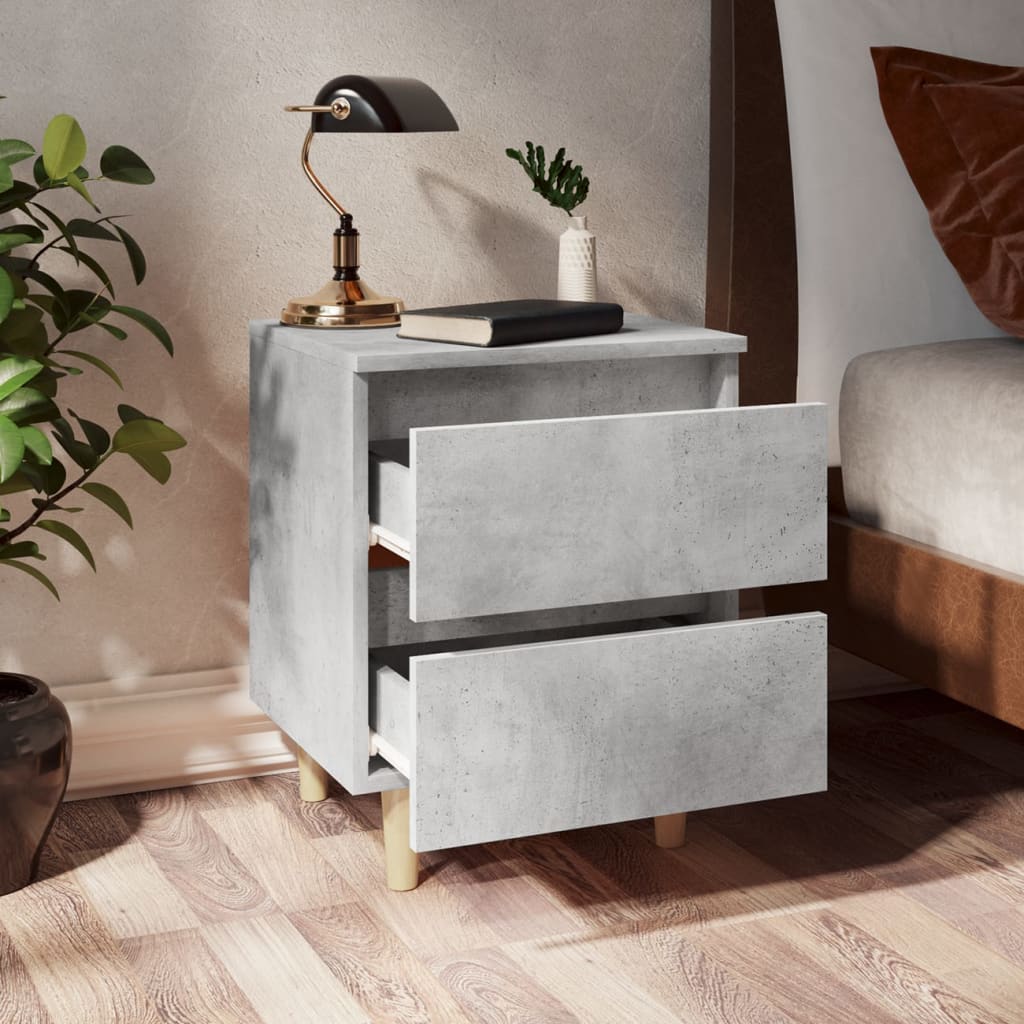 Table de chevet avec pieds en pin gris béton 40x35x50 cm - XIOS