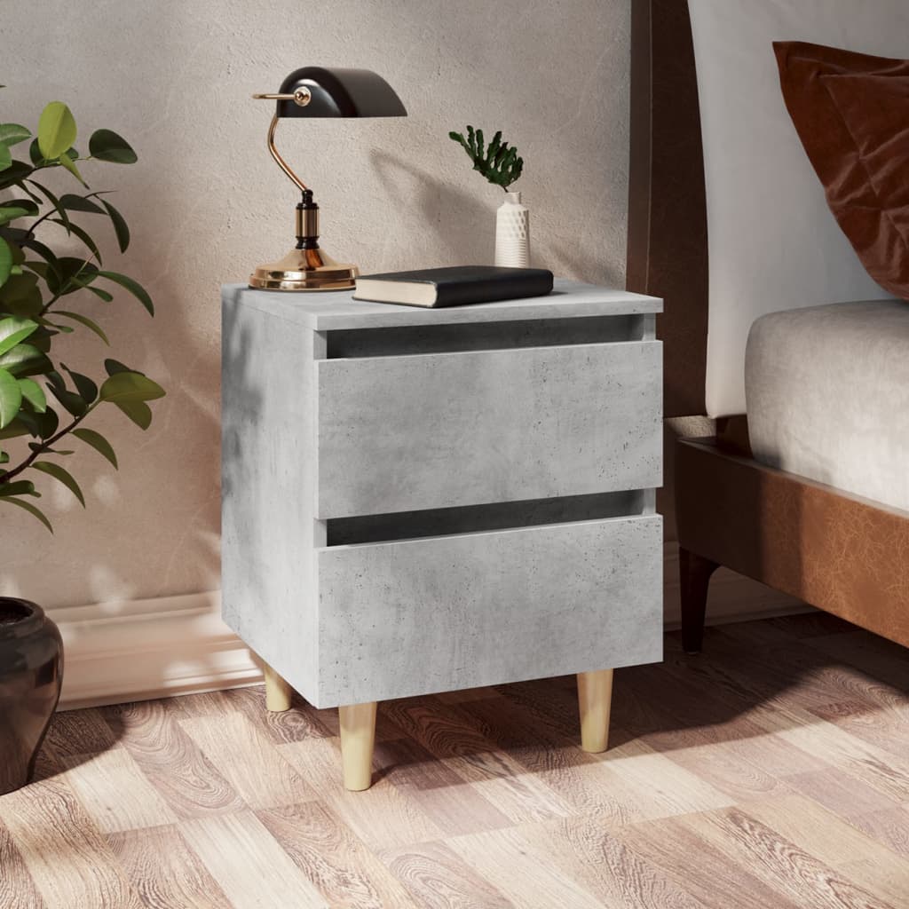 Table de chevet avec pieds en pin gris béton 40x35x50 cm - XIOS