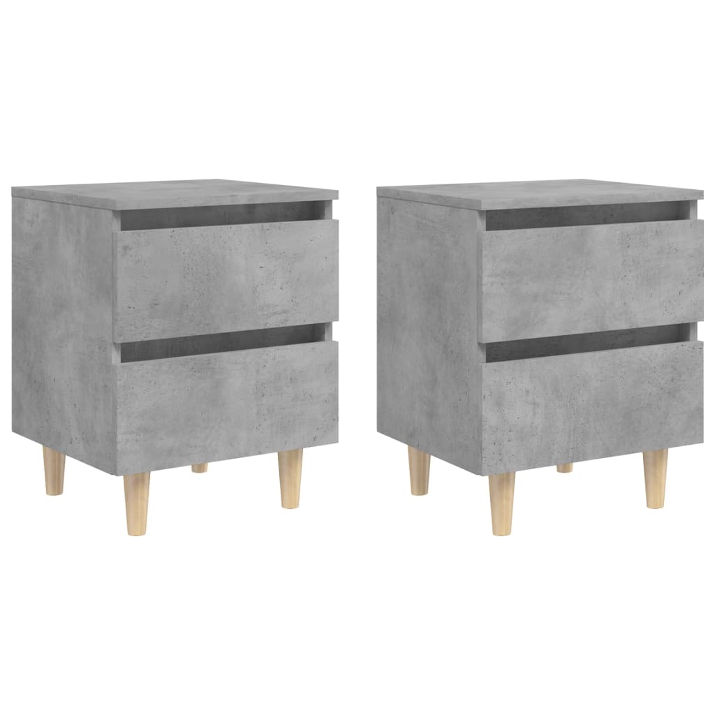 Tables de chevet pieds en pin 2 pcs gris béton 40x35x50 cm - XIOS