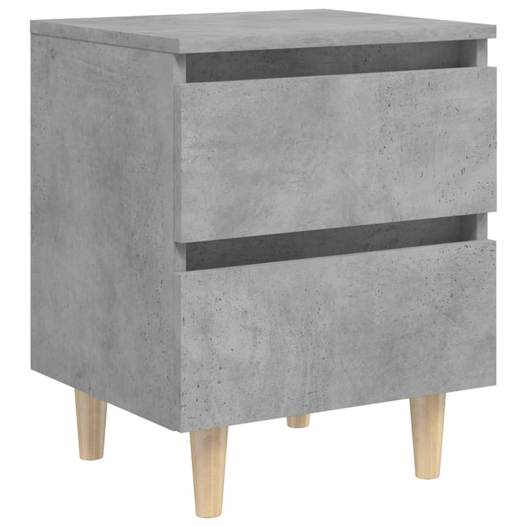Tables de chevet pieds en pin 2 pcs gris béton 40x35x50 cm - XIOS