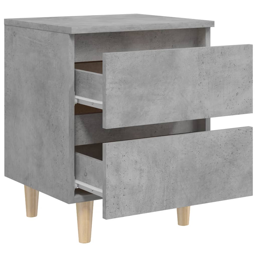 Tables de chevet pieds en pin 2 pcs gris béton 40x35x50 cm - XIOS
