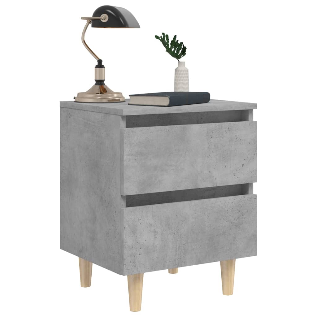Tables de chevet pieds en pin 2 pcs gris béton 40x35x50 cm - XIOS
