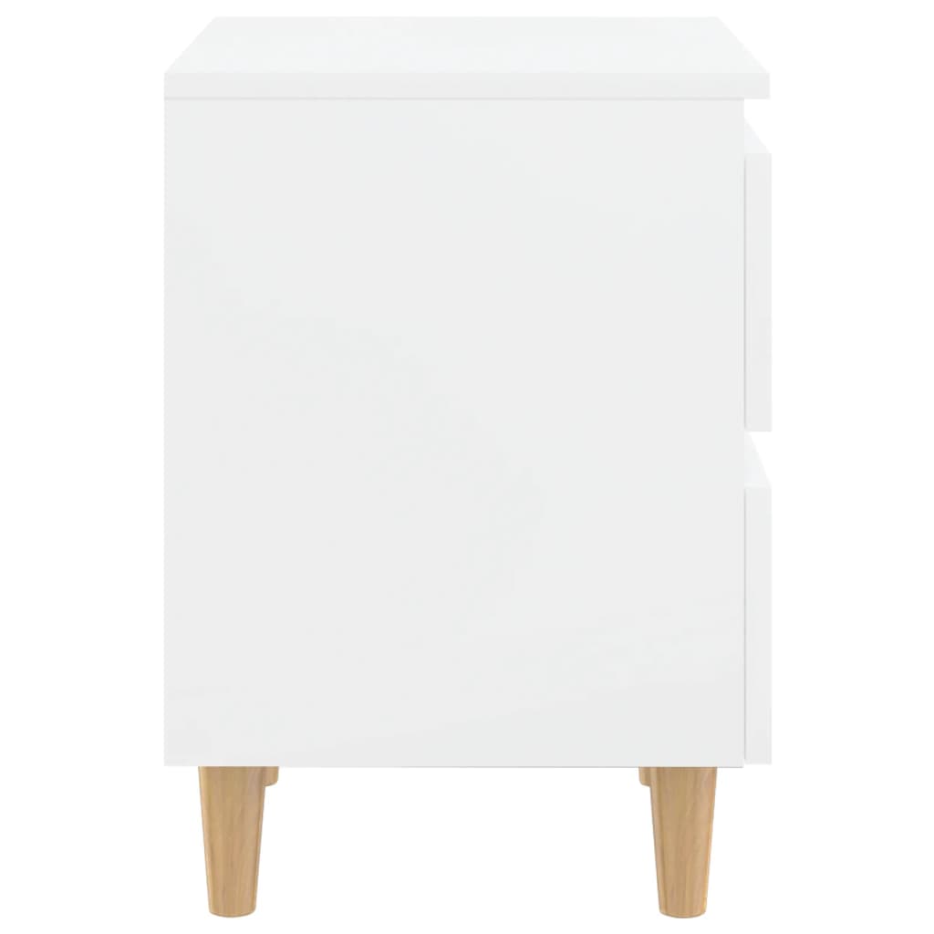 Tables de chevet pieds en pin 2 pcs blanc brillant 40x35x50 cm - XIOS