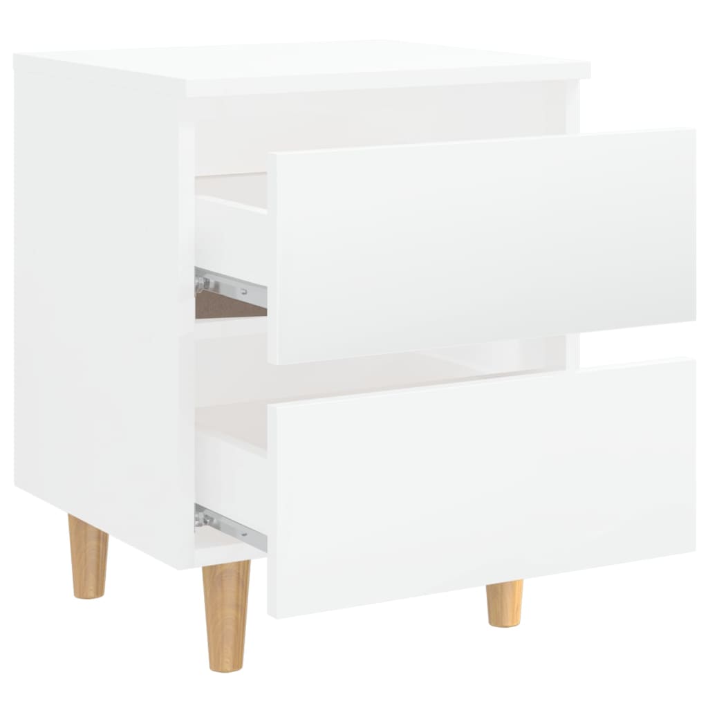 Tables de chevet pieds en pin 2 pcs blanc brillant 40x35x50 cm - XIOS