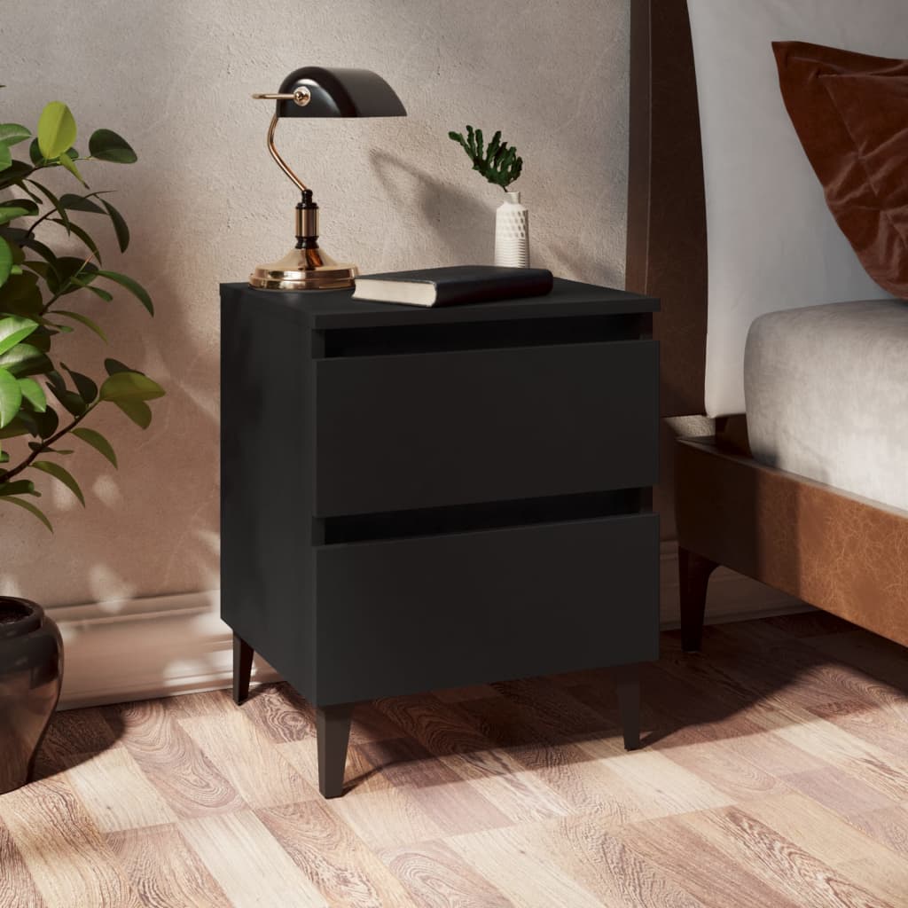 Table de chevet noir 40x35x50 cm bois d'ingénierie - XIOS
