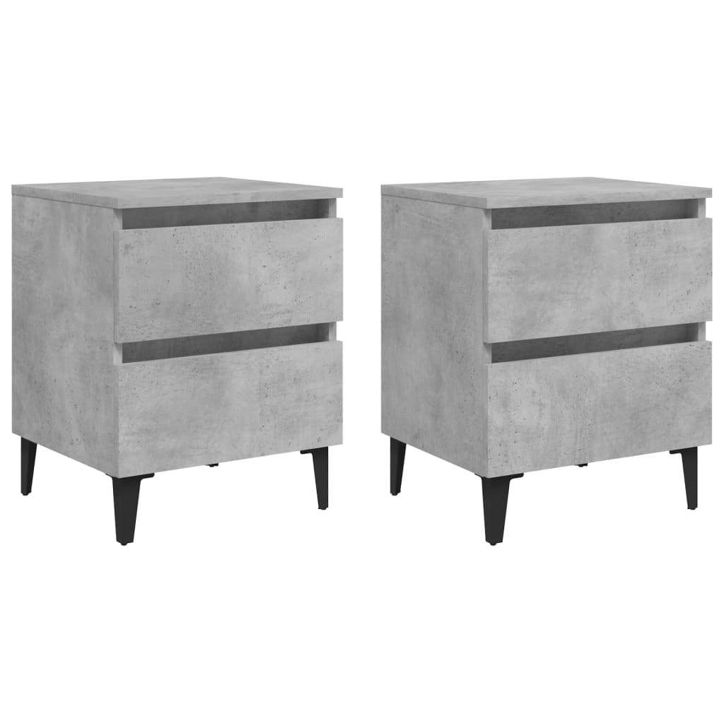 Tables de chevet 2 pcs gris béton 40x35x50 cm bois d'ingénierie - XIOS