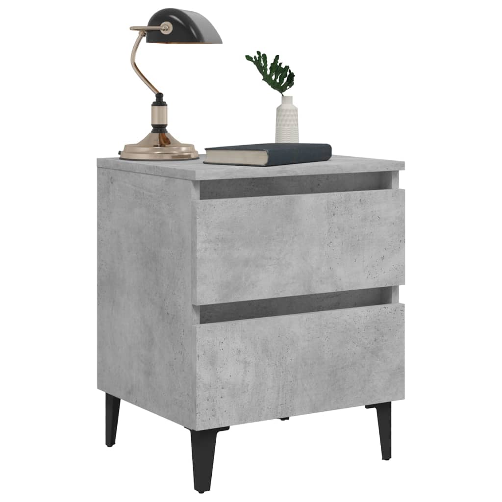 Tables de chevet 2 pcs gris béton 40x35x50 cm bois d'ingénierie - XIOS