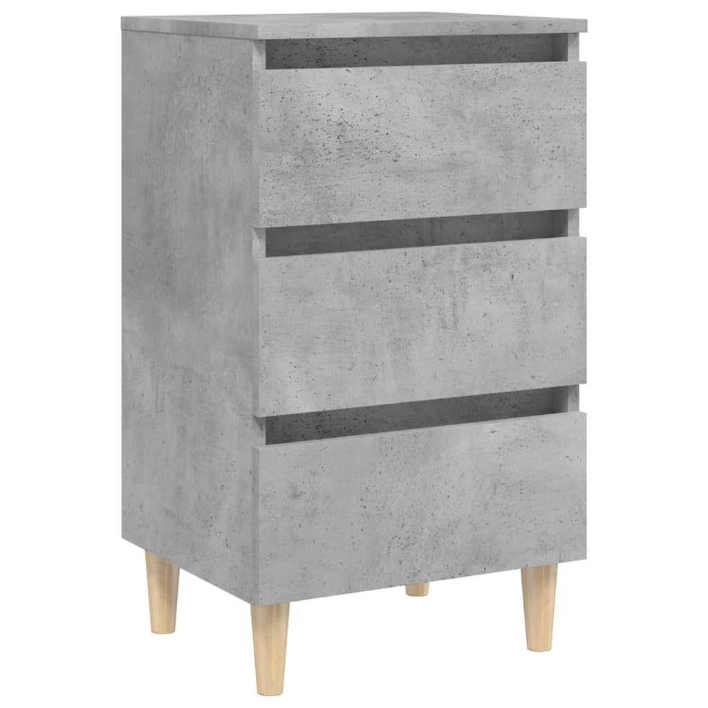 Tables de chevet avec pieds en bois 2 pcs gris béton 40x35x69cm - XIOS