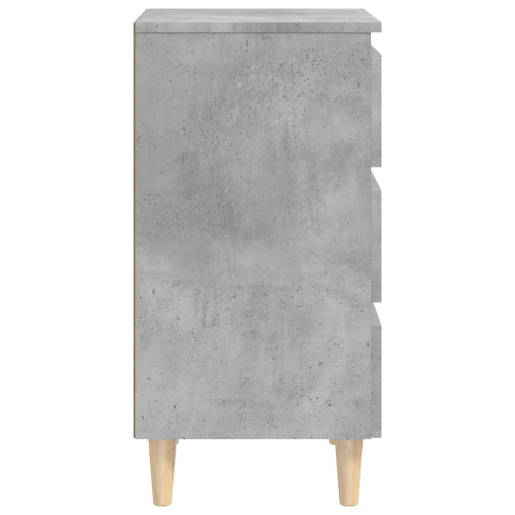 Tables de chevet avec pieds en bois 2 pcs gris béton 40x35x69cm - XIOS