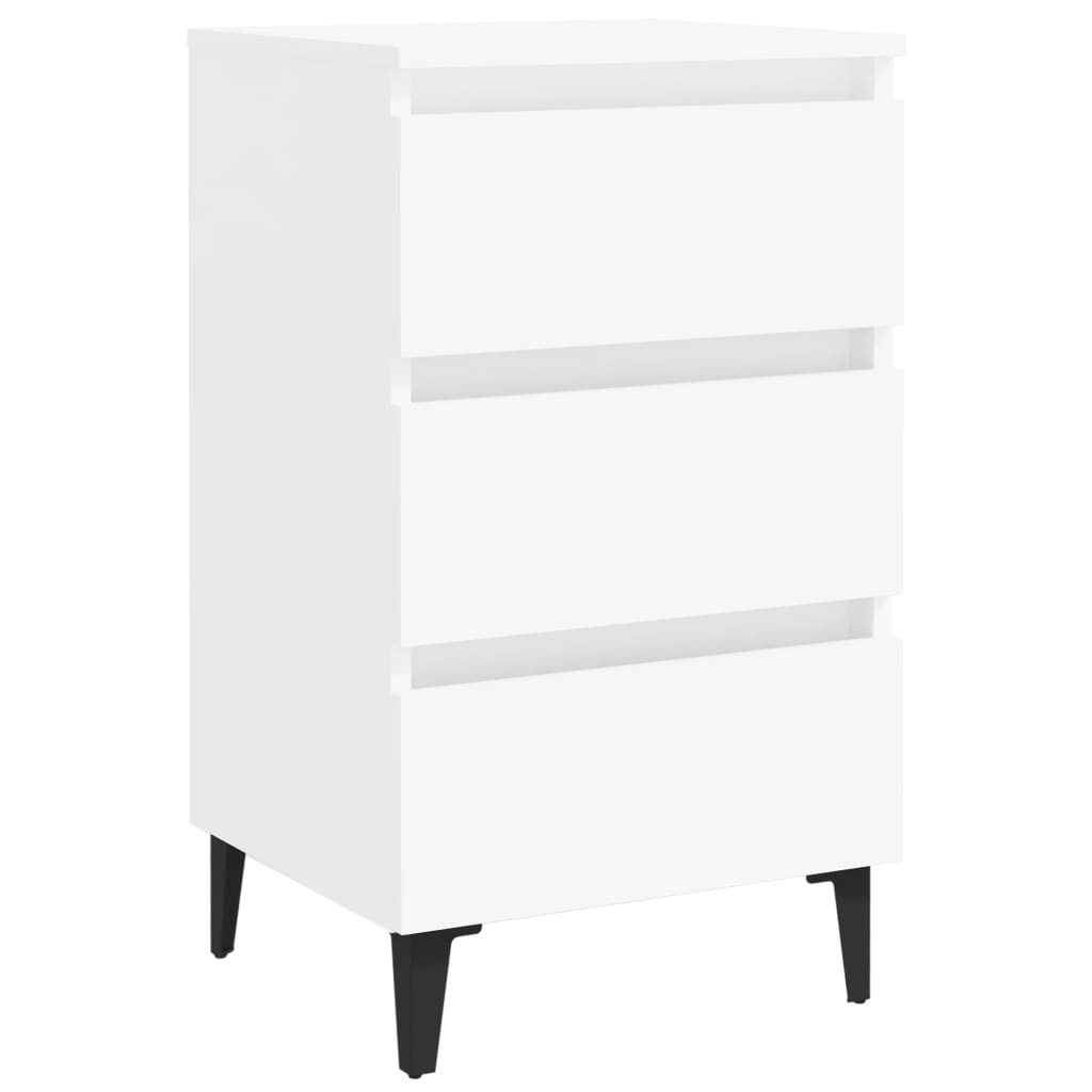 Table de chevet avec pieds en métal blanc 40x35x69 cm - XIOS