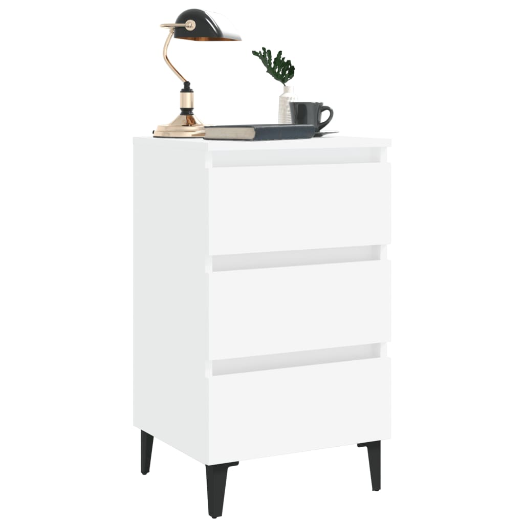 Table de chevet avec pieds en métal blanc 40x35x69 cm - XIOS