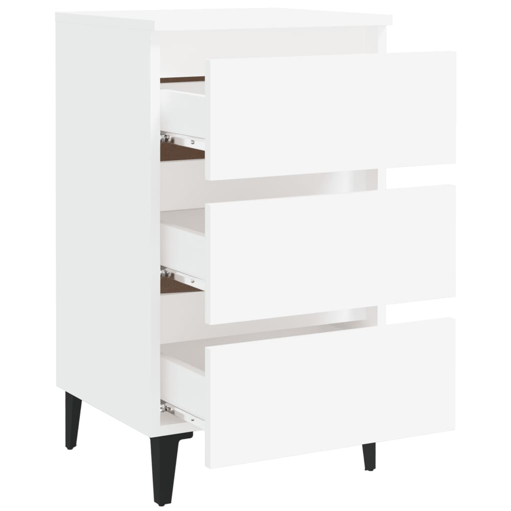 Table de chevet avec pieds en métal blanc 40x35x69 cm - XIOS