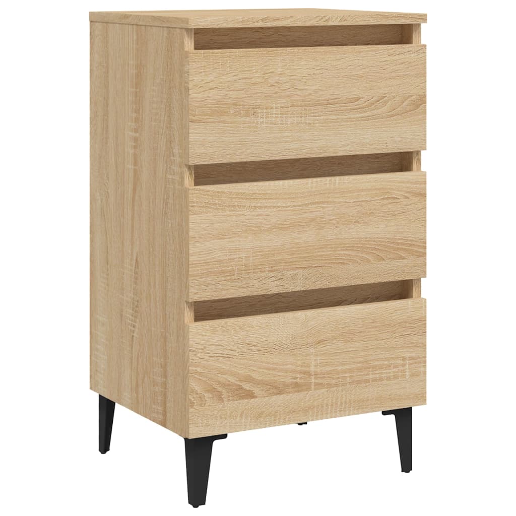 Table de chevet avec pieds en métal chêne sonoma 40x35x69 cm - XIOS