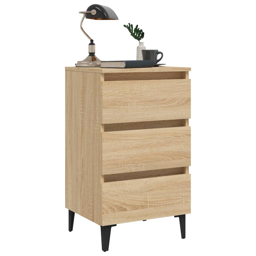 Table de chevet avec pieds en métal chêne sonoma 40x35x69 cm - XIOS