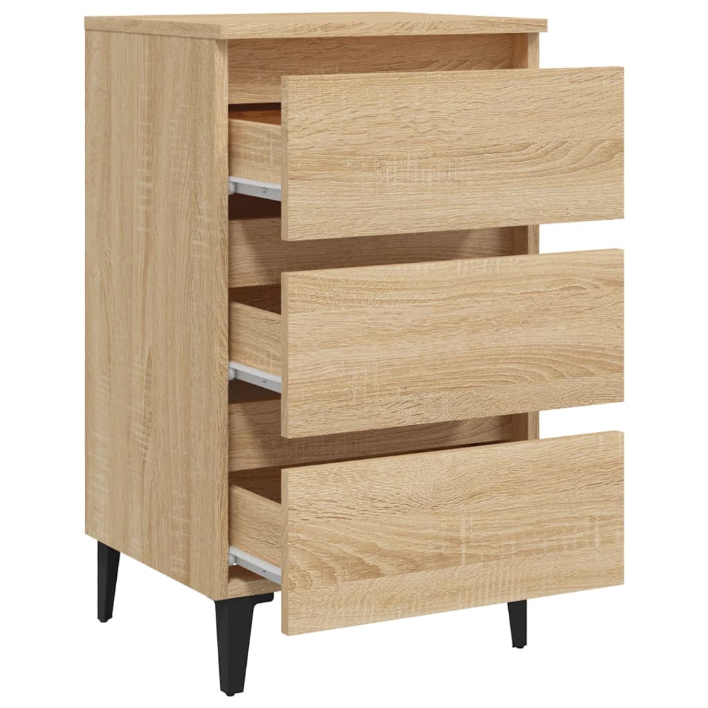 Table de chevet avec pieds en métal chêne sonoma 40x35x69 cm - XIOS