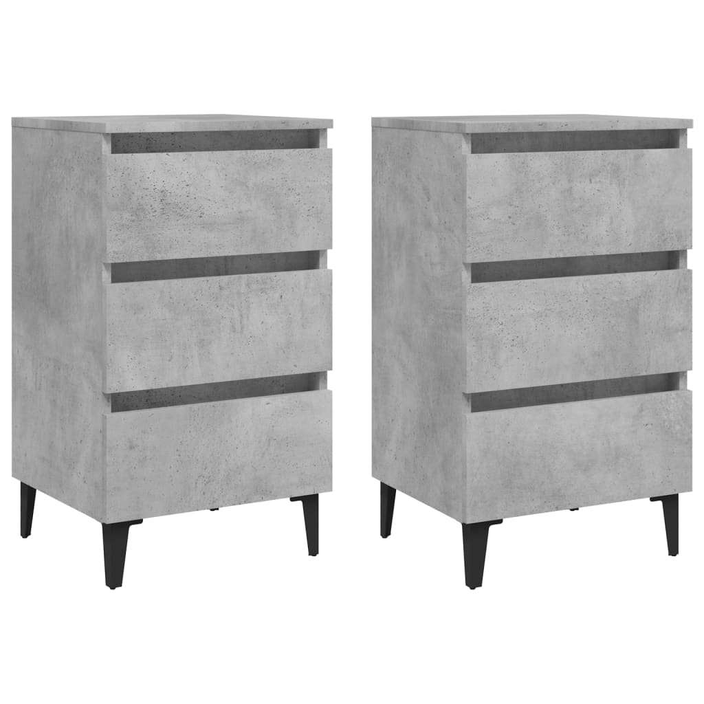 Tables de chevet pieds en métal 2 pcs gris béton 40x35x69 cm - XIOS