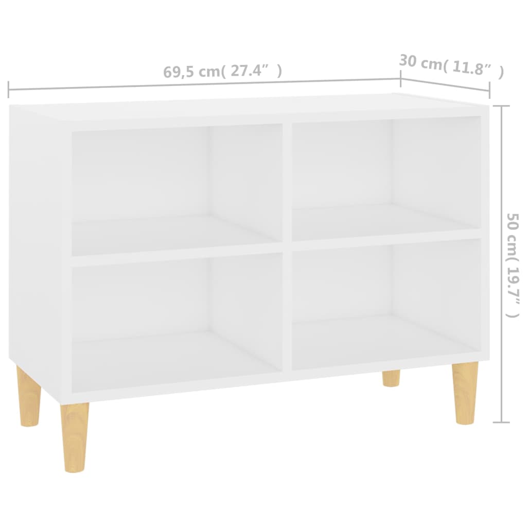 Meuble TV avec pieds en bois massif Blanc 69,5x30x50 cm - XIOS