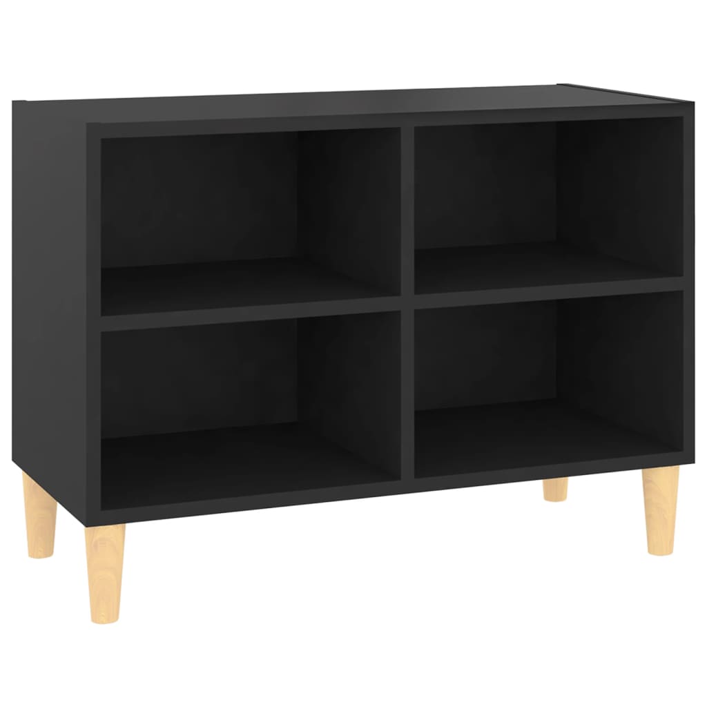 Meuble TV avec pieds en bois massif Noir 69,5x30x50 cm - XIOS