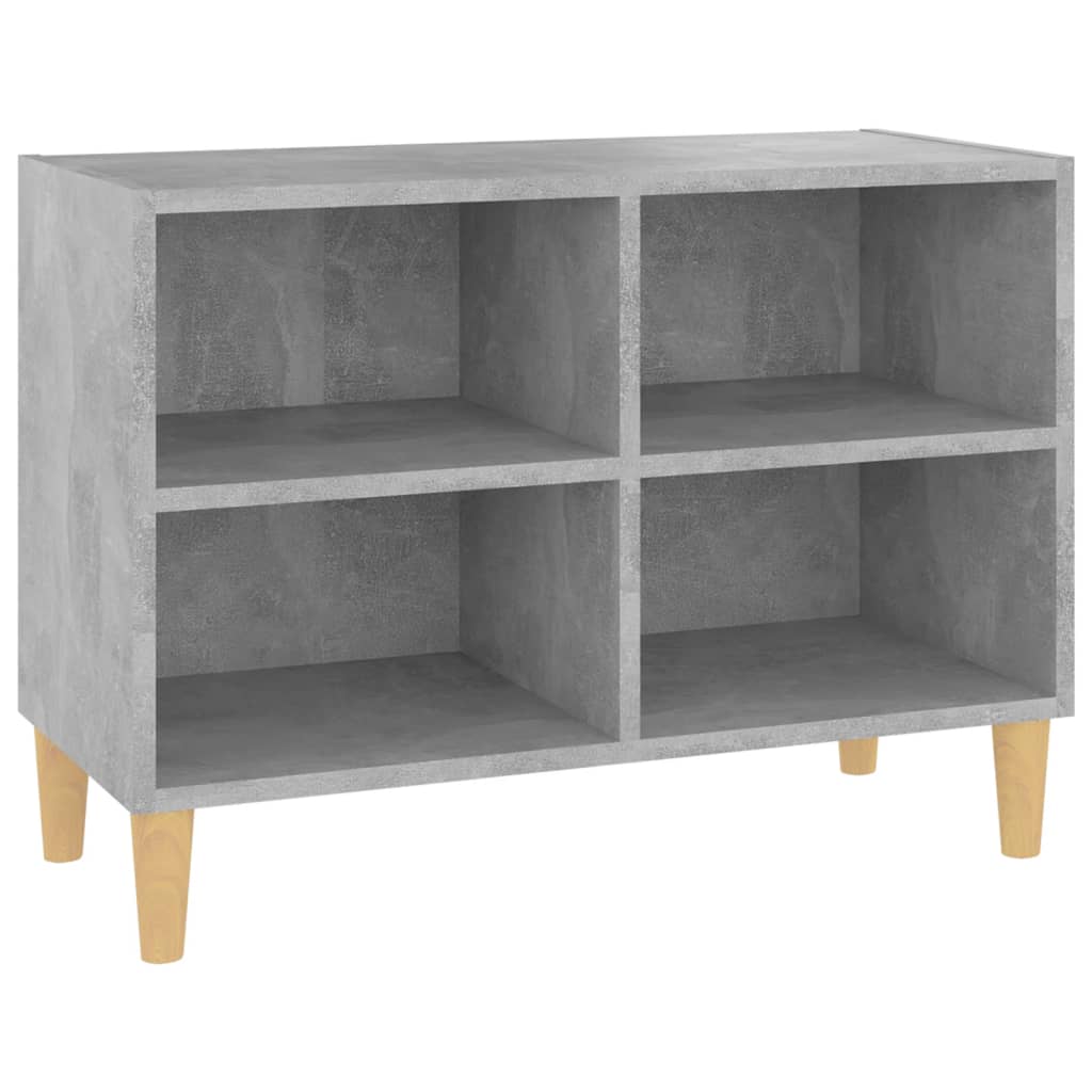Meuble TV avec pieds en bois massif Gris béton 69,5x30x50 cm - XIOS