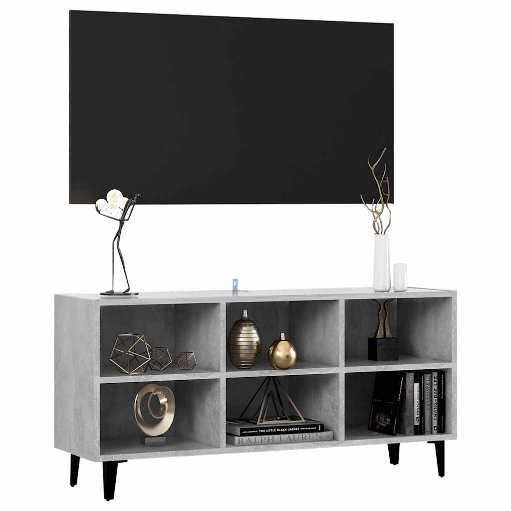 Meuble TV avec pieds en métal Gris béton 103,5x30x50 cm - XIOS