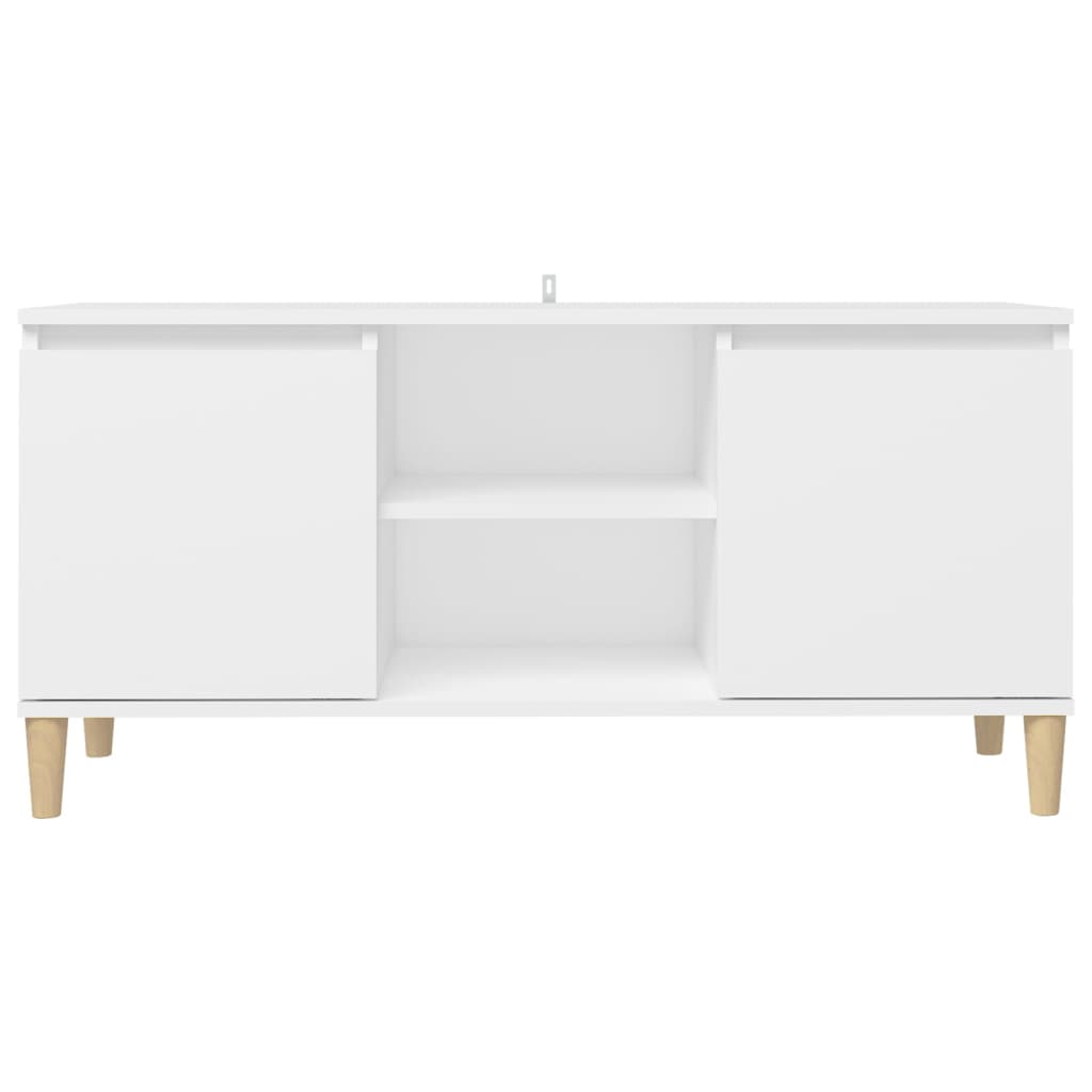 Meuble TV avec pieds en bois massif Blanc 103,5x35x50 cm - XIOS