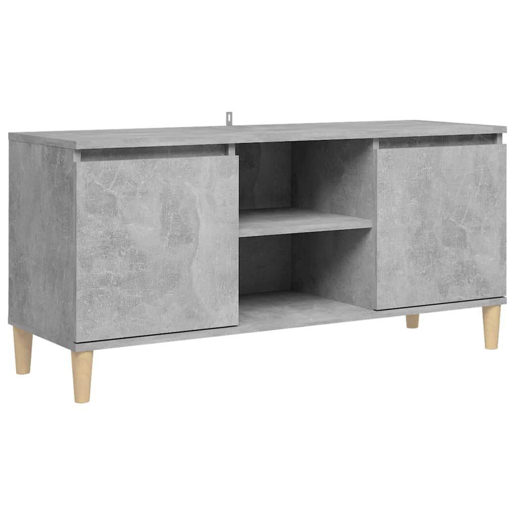 Meuble TV avec pieds en bois massif Gris béton 103,5x35x50 cm - XIOS