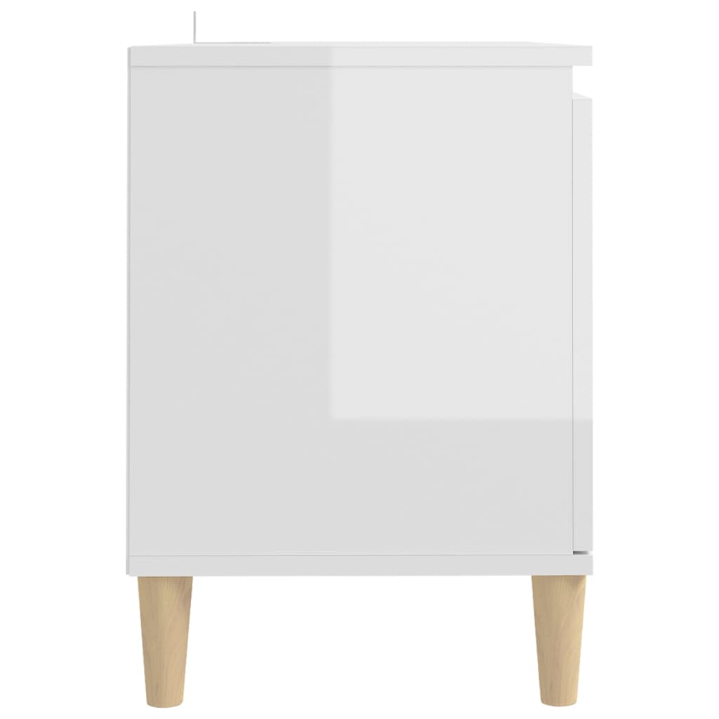 Meuble TV avec pieds en bois Blanc brillant 103,5x35x50 cm - XIOS