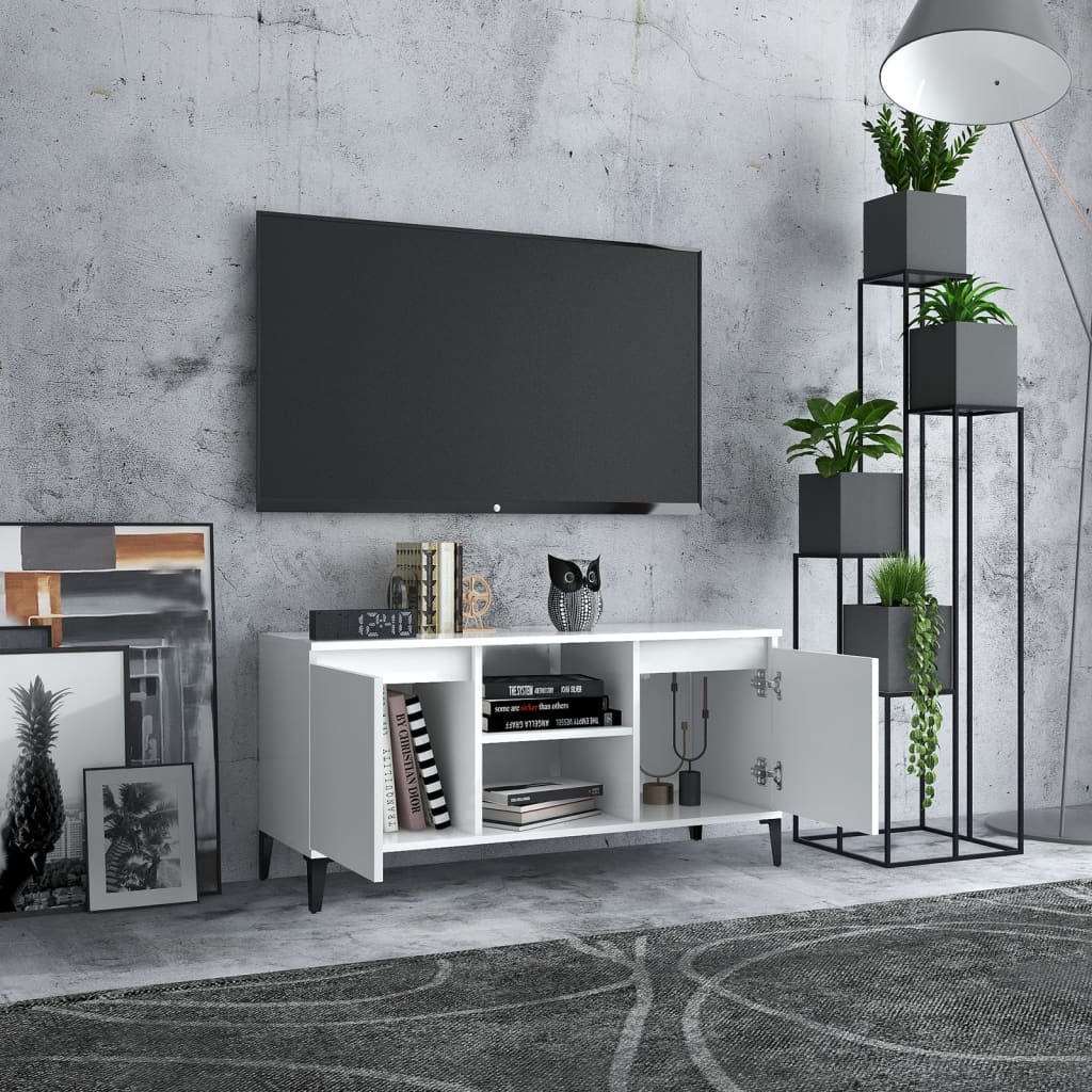 Meuble TV avec pieds en métal Blanc 103,5x35x50 cm - XIOS