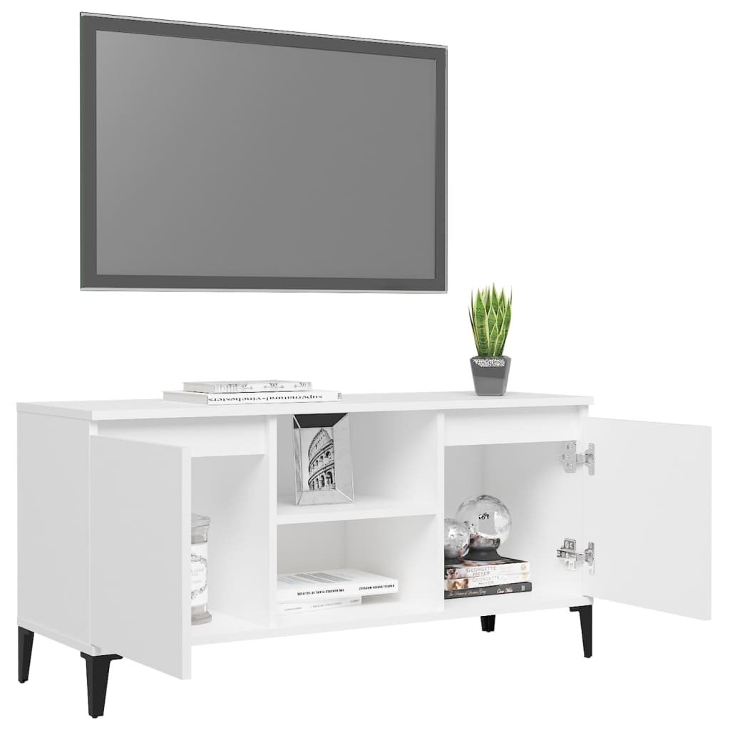 Meuble TV avec pieds en métal Blanc 103,5x35x50 cm - XIOS