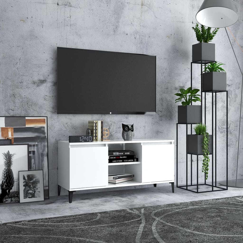 Meuble TV avec pieds en métal Blanc 103,5x35x50 cm - XIOS