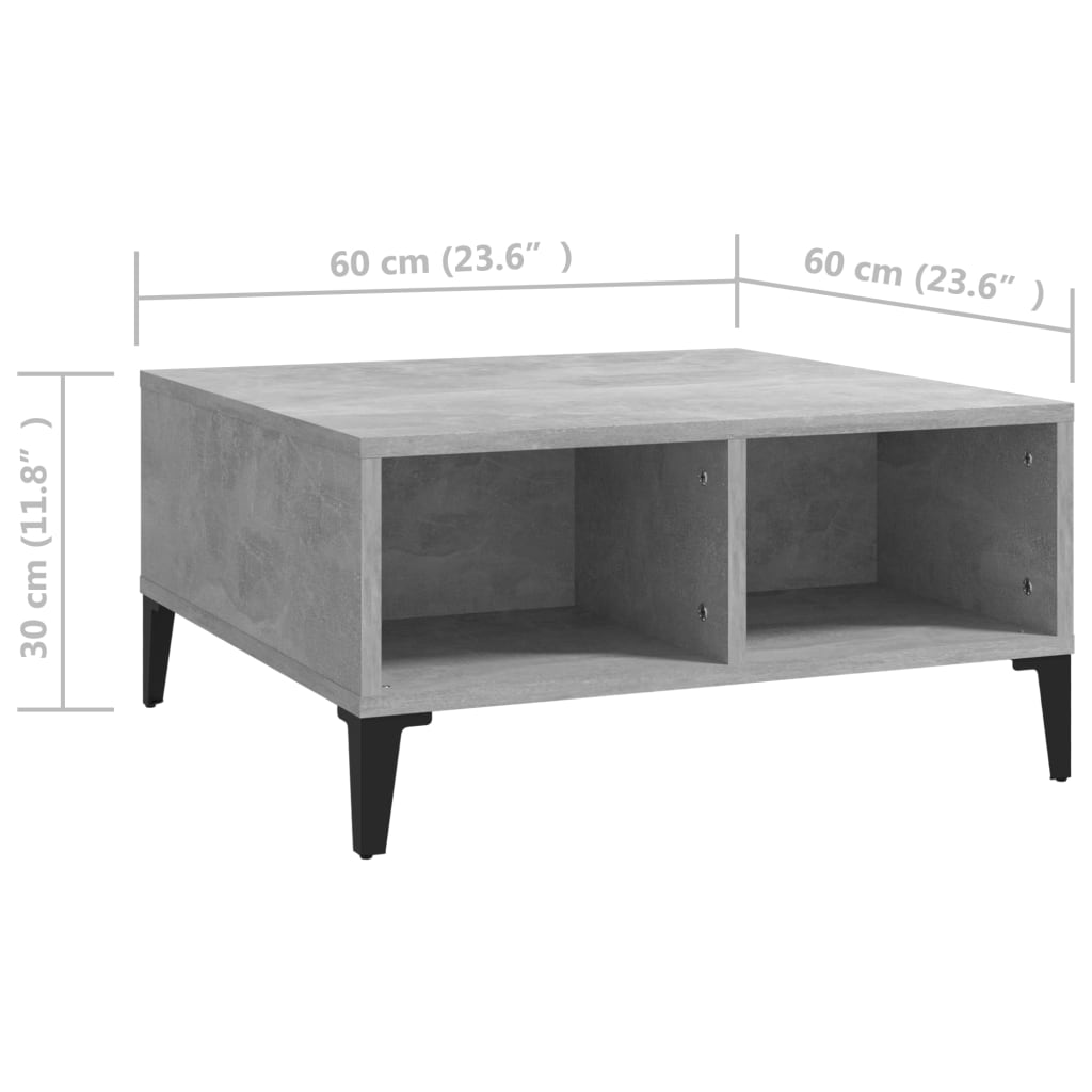 Table basse gris béton 60x60x30 cm bois d'ingénierie - XIOS